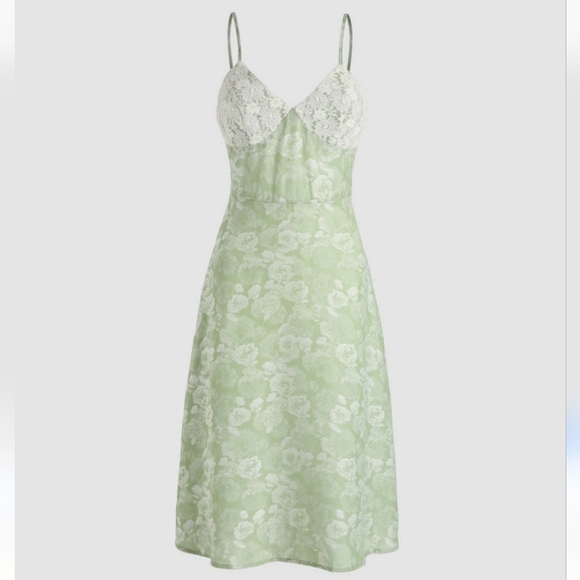Cider Green Lace Floral Sweetheart Midi Dress NWT XS Cottagecore Spring Wedding - Picture 1 of 11